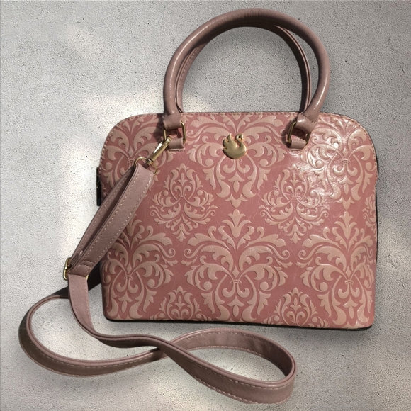 Gloria Vanderbilt Two-Toned Pink Embossed Dome Handbag Crossbody - Picture 1 of 13